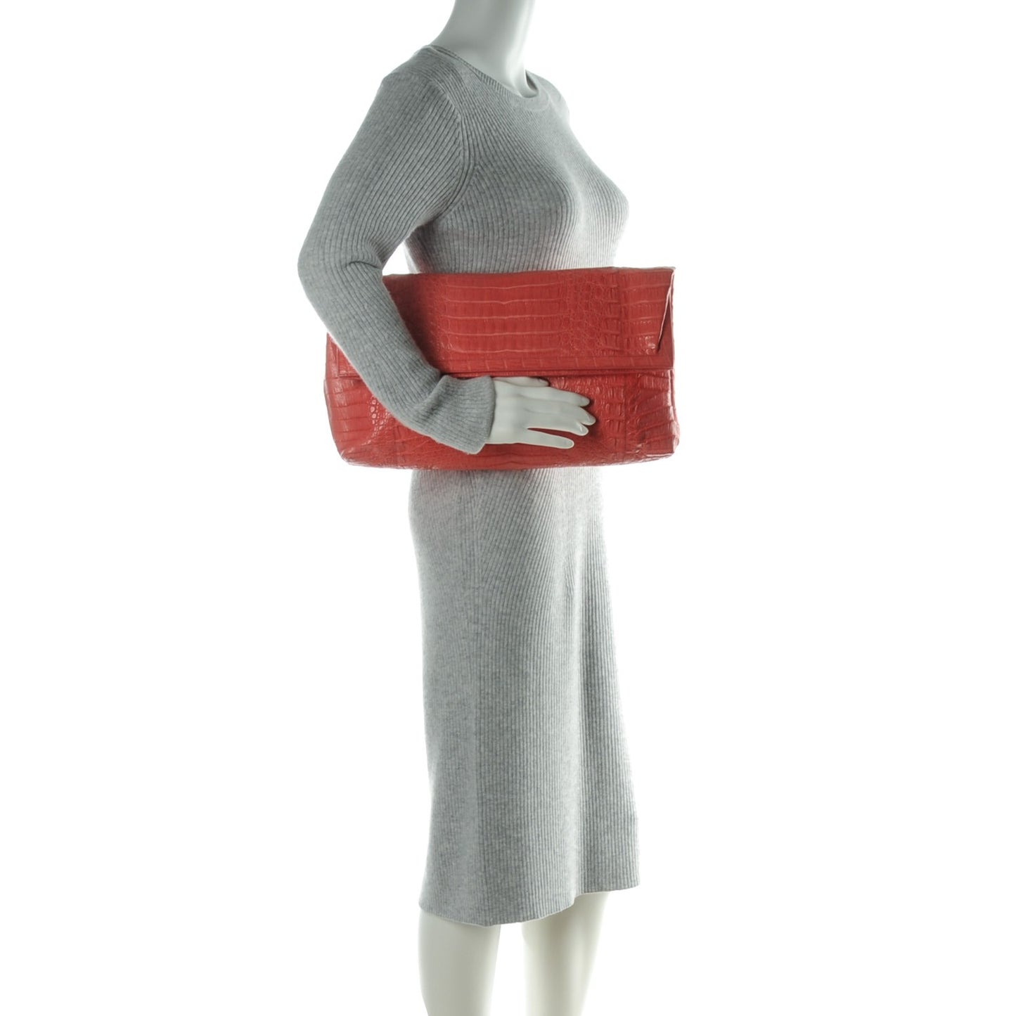 Shiny Crocodile Foldover Clutch Pink