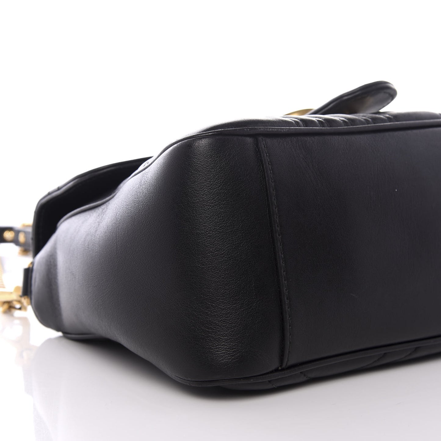 Calfskin Matelasse Small GG Marmont Top Handle Shoulder Bag Black