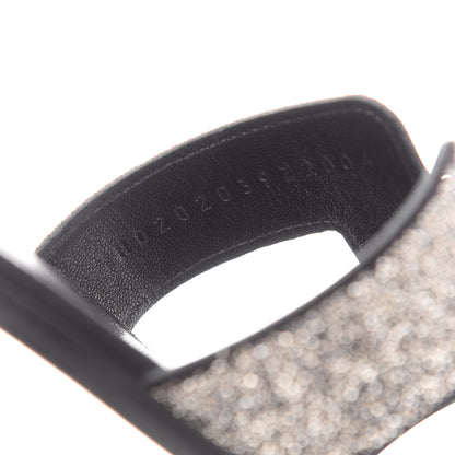 Hermes Suede Goatskin Crystal Powder Oran Sandals 37 Black 8 of 8