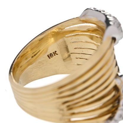 Parker & West by FASHIONPHILE 18K Yellow White Gold Diamond .55ctw Pave Triangles Tapered Band Ring 50 5.5 4 of 4