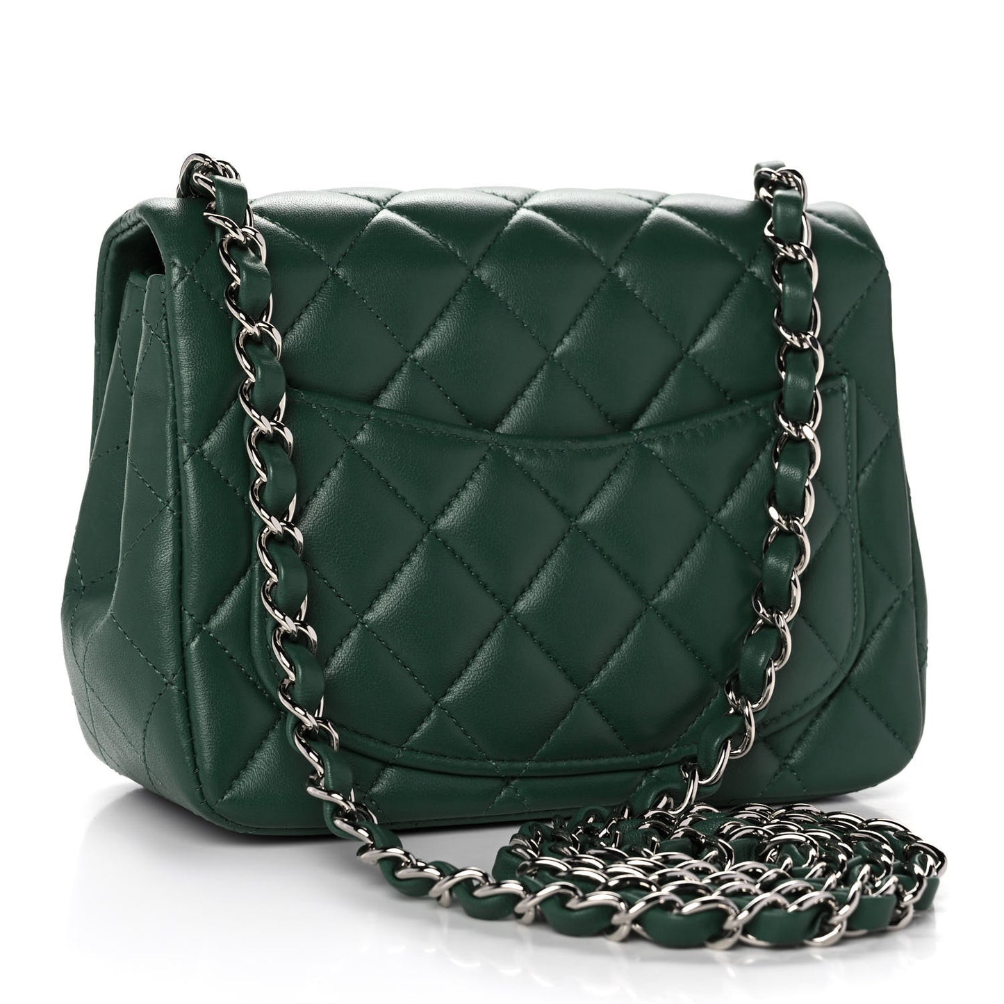 Lambskin Quilted Mini Square Flap Green
