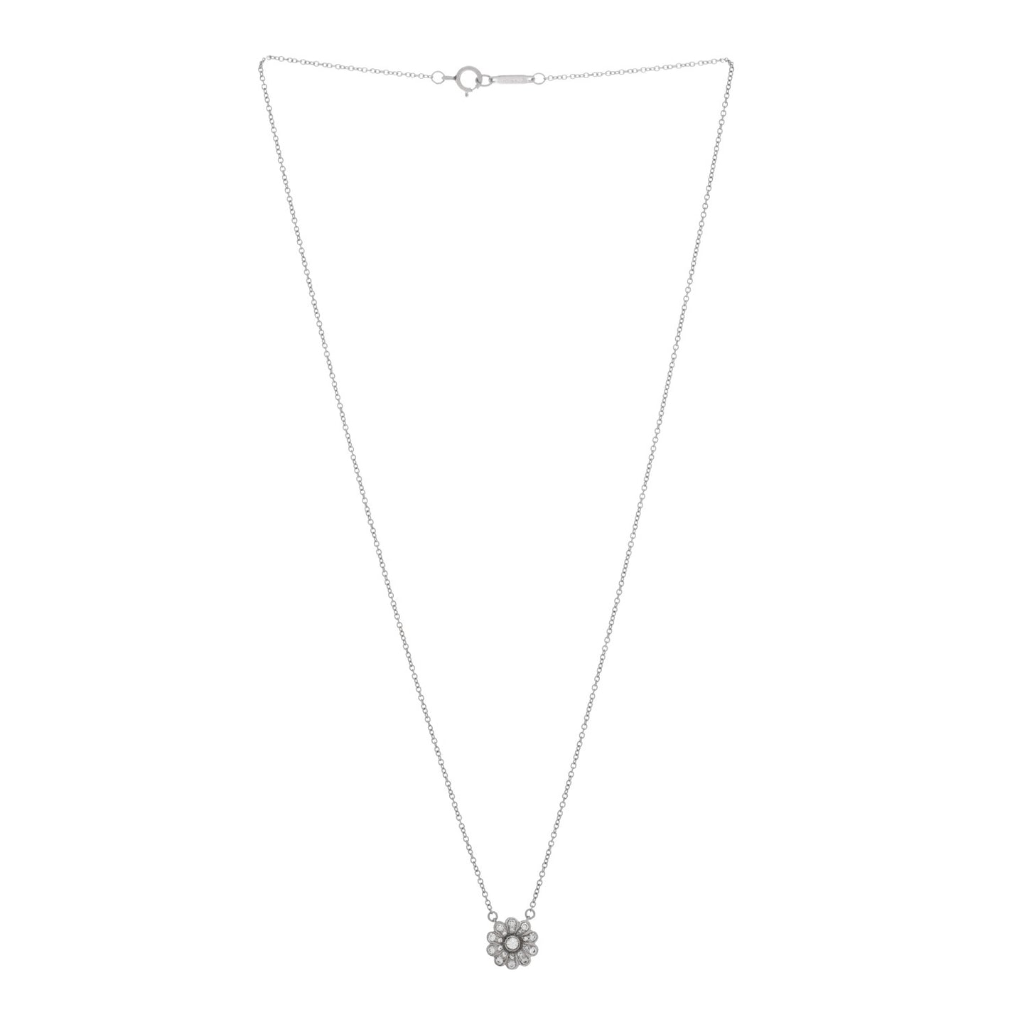 Platinum Diamond Flower Pendant Necklace