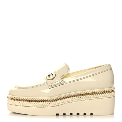 Chanel Shiny Calfskin Lace Up Platform Loafers 36 White 1 of 8