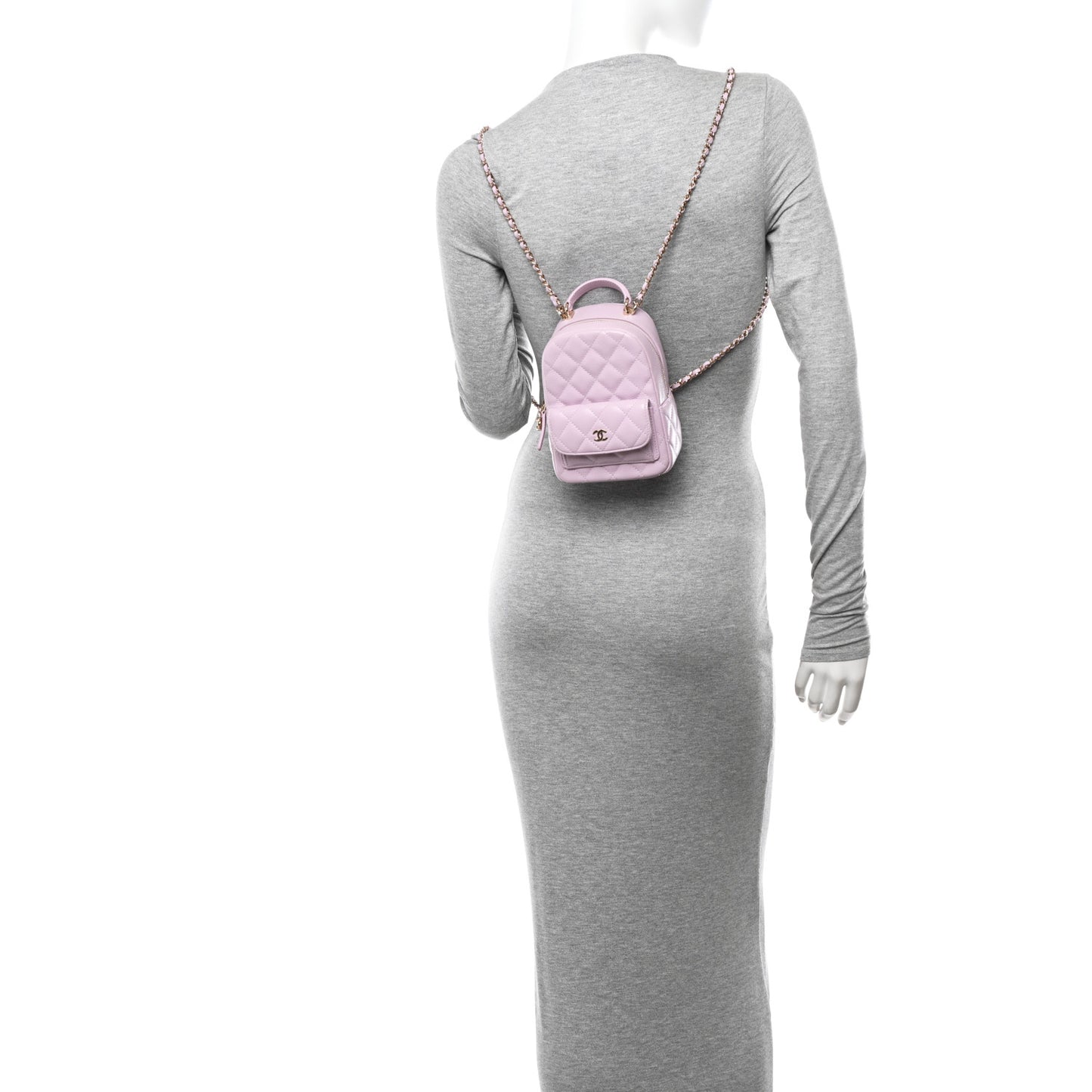 Caviar Quilted CC Mini Classic Backpack Light Purple