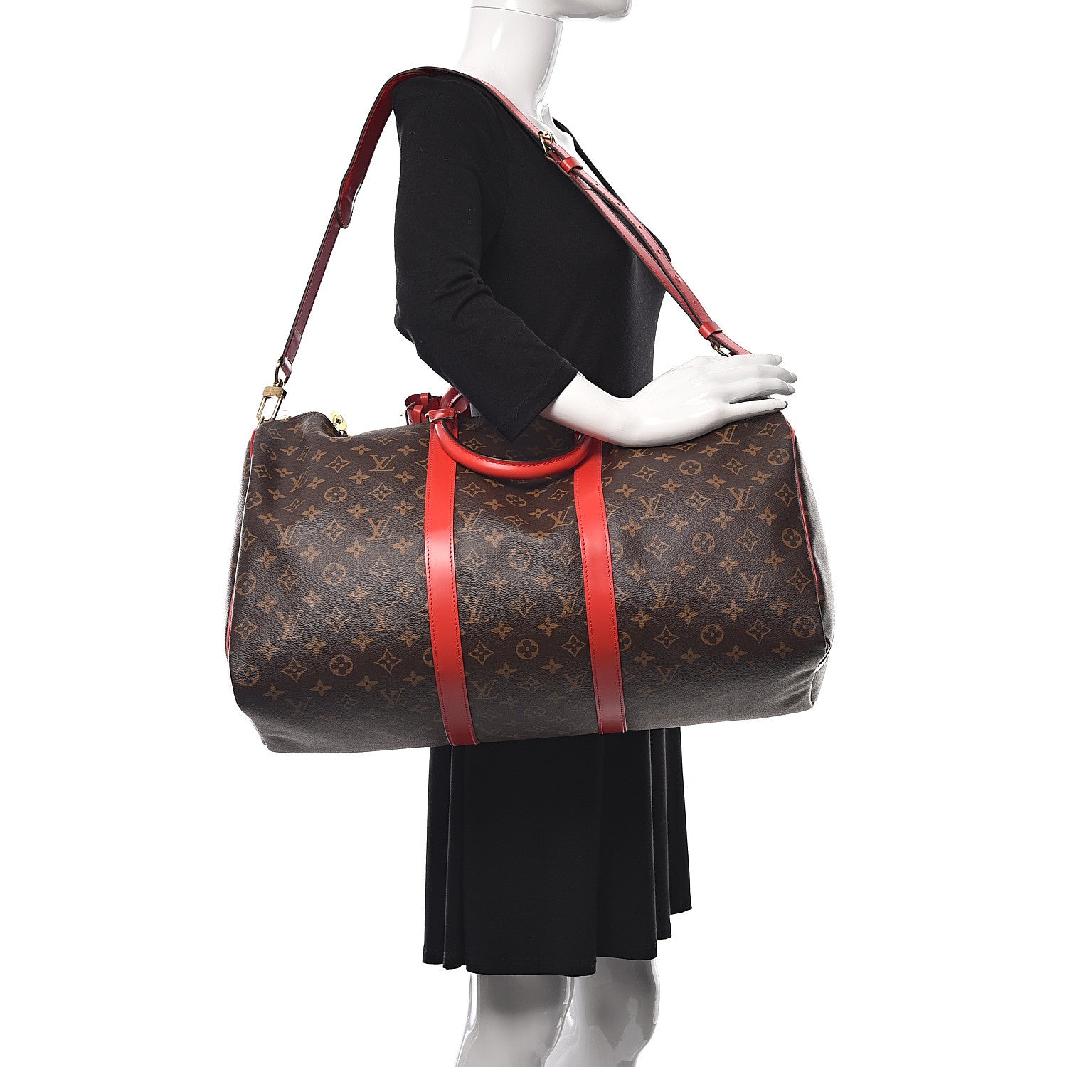 Louis Vuitton Calfskin Monogram Keepall Bandouliere 50 Coquelicot 2 of 10