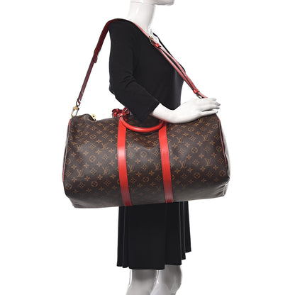 Louis Vuitton Calfskin Monogram Keepall Bandouliere 50 Coquelicot 2 of 10
