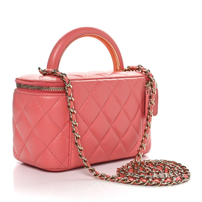 Chanel Lambskin Quilted Small Charming Top Handle Vanity Case With Chain Pink 2 of 11