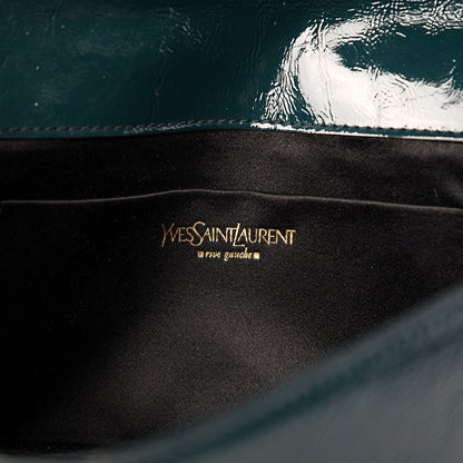 Saint Laurent Textured Patent Calfskin Large Belle De Jour Clutch Green 5 of 10