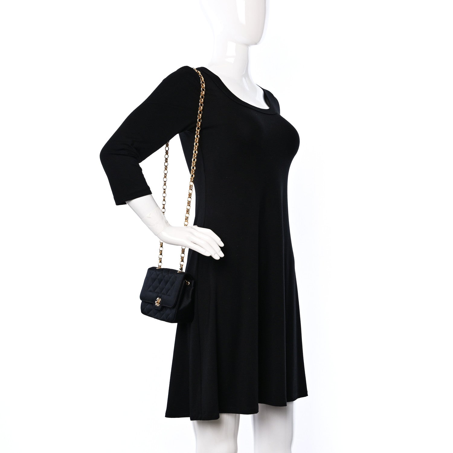 Chanel Satin Quilted Mini Flap Black 2 of 9