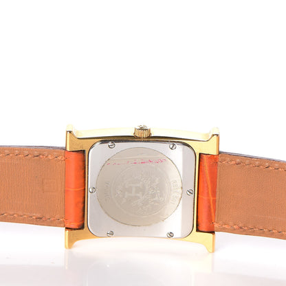 Hermes Stainless Steel Alligator 26mm Heure H Hour Quartz Watch Orange 7 of 8