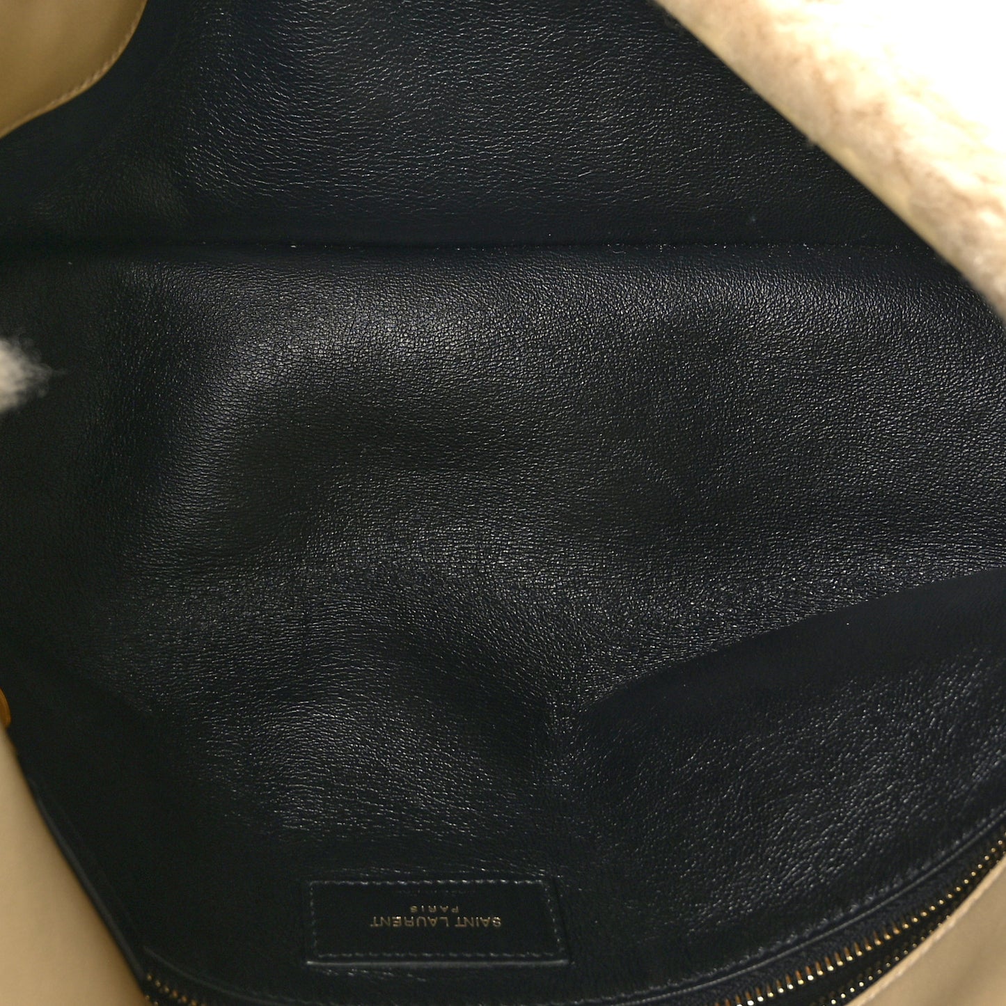 Shearling Lambskin Quilted Sade Puffer Envelope Clutch Natural Beige
