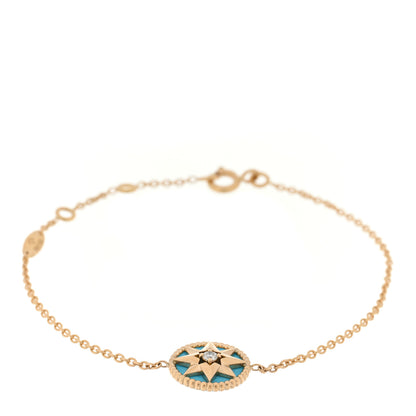 Christian Dior 18K Yellow Gold Diamond Turquoise Rose des Vents Bracelet 1 of 3