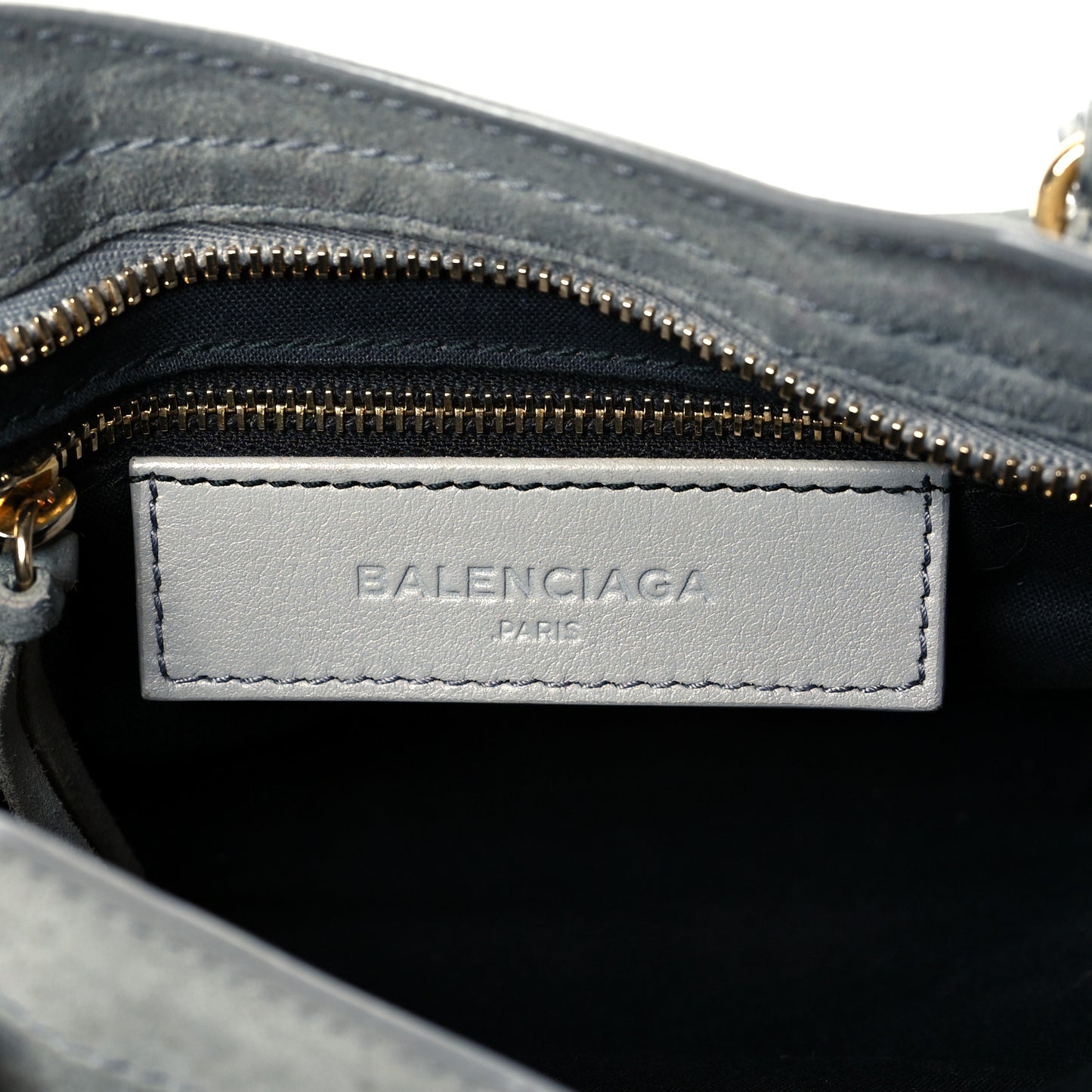 Baby Daim Suede Gold Metallic Edge Hardware Mini City Gris Acier