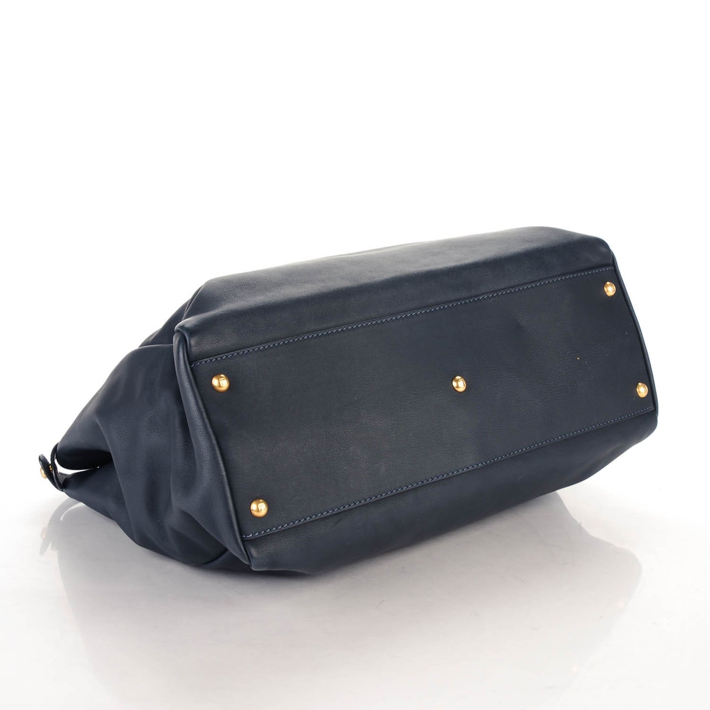 Calfskin Denim Zucca Large Peekaboo Iconic Satchel Navy