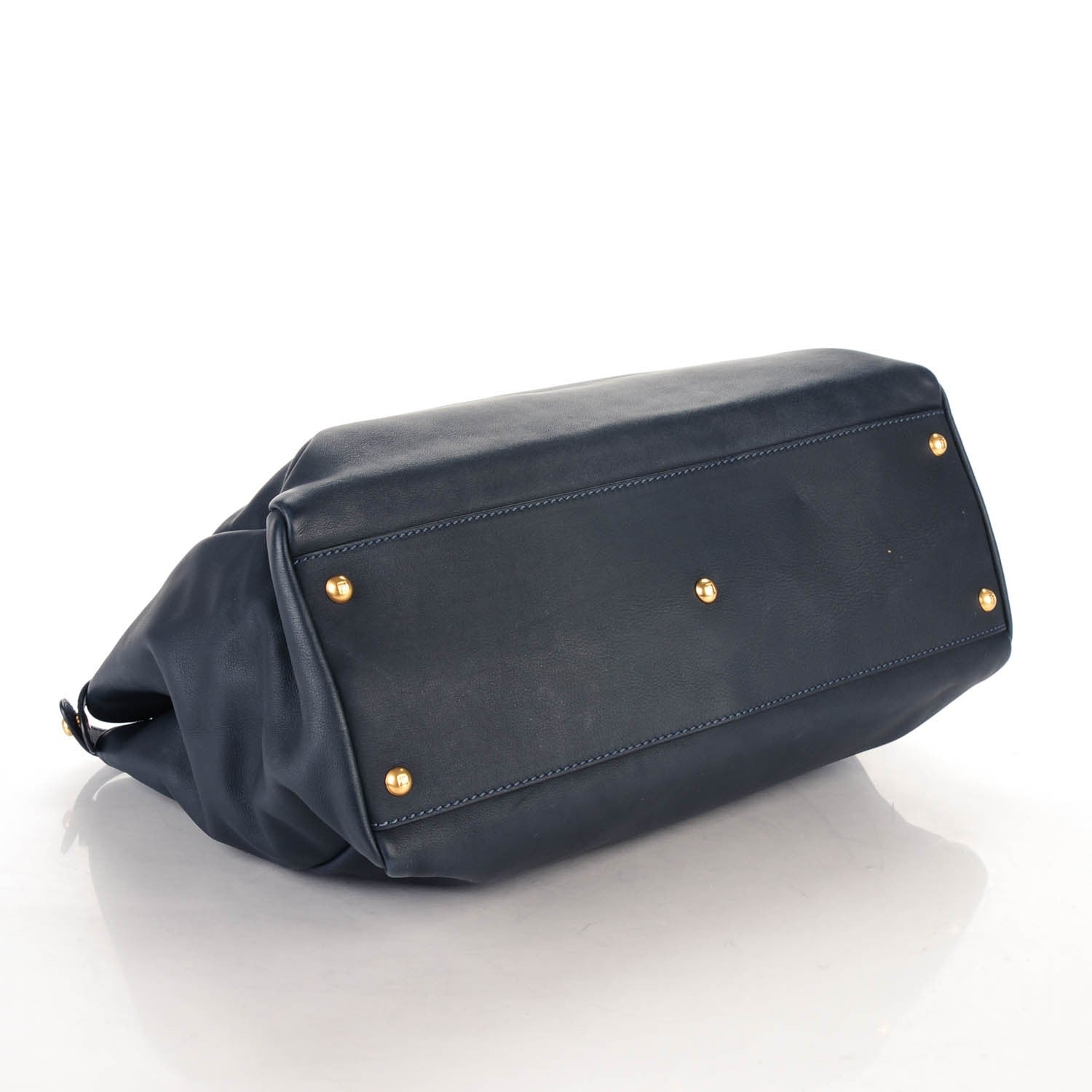 Fendi Calfskin Denim Zucca Large Peekaboo Iconic Satchel Navy 4 of 8