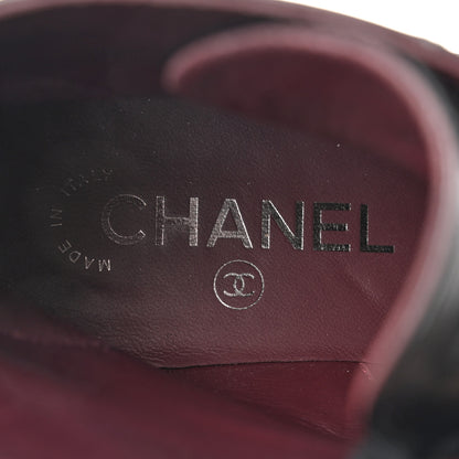 Chanel Crackled Calfskin Velvet Pearl Combat Short Boots 36 Black 7 of 8