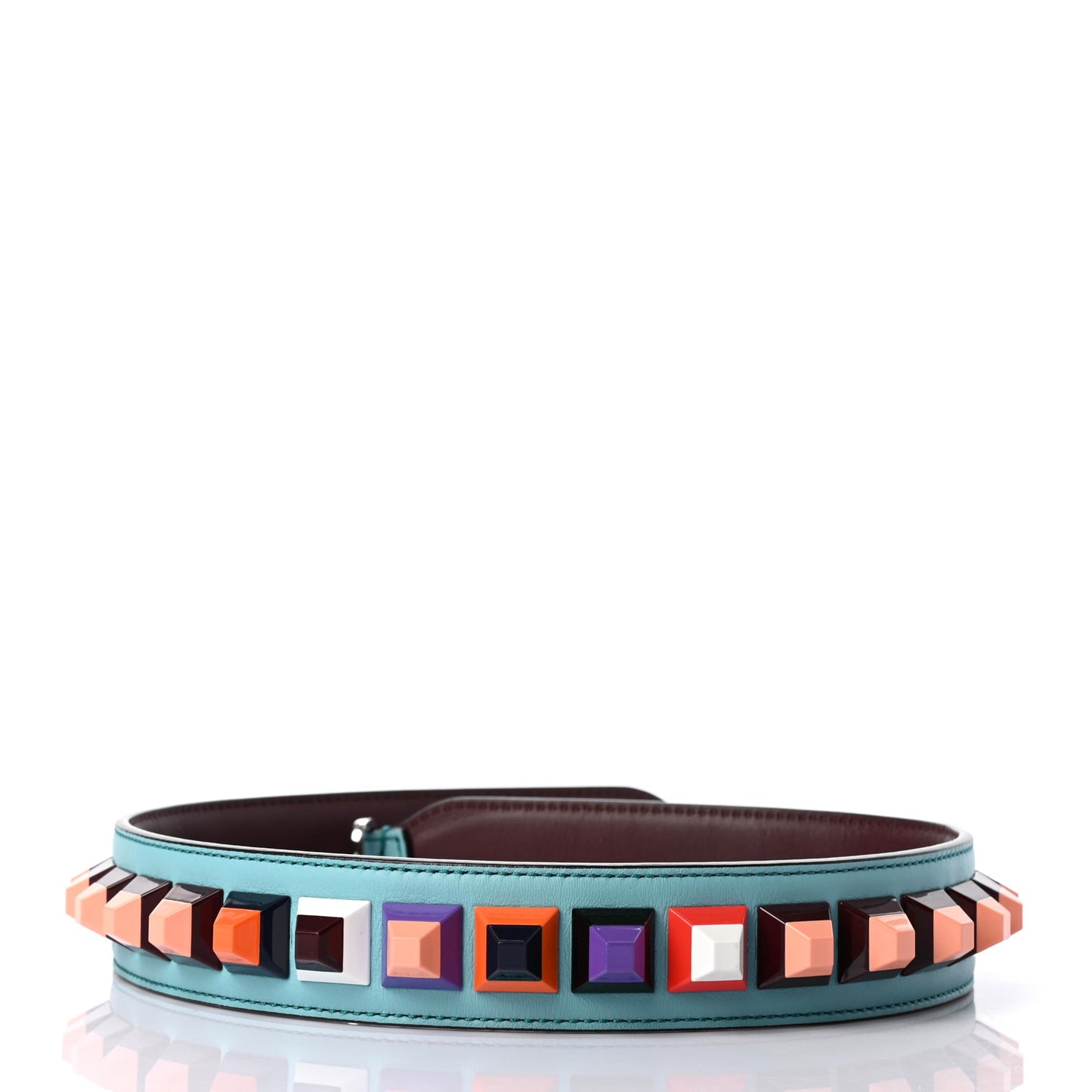 Vitello Dolce Plexiglass Bi-Color Studded Strap You Lagun Bordeaux Multicolor