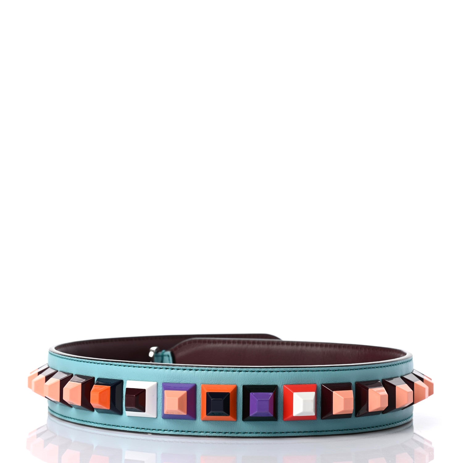 Fendi Vitello Dolce Plexiglass Bi-Color Studded Strap You Lagun Bordeaux Multicolor 2 of 4
