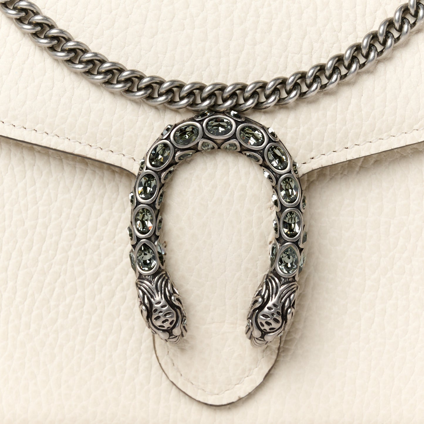 Dollar Calfskin Mini Dionysus Chain Wallet Mystic White