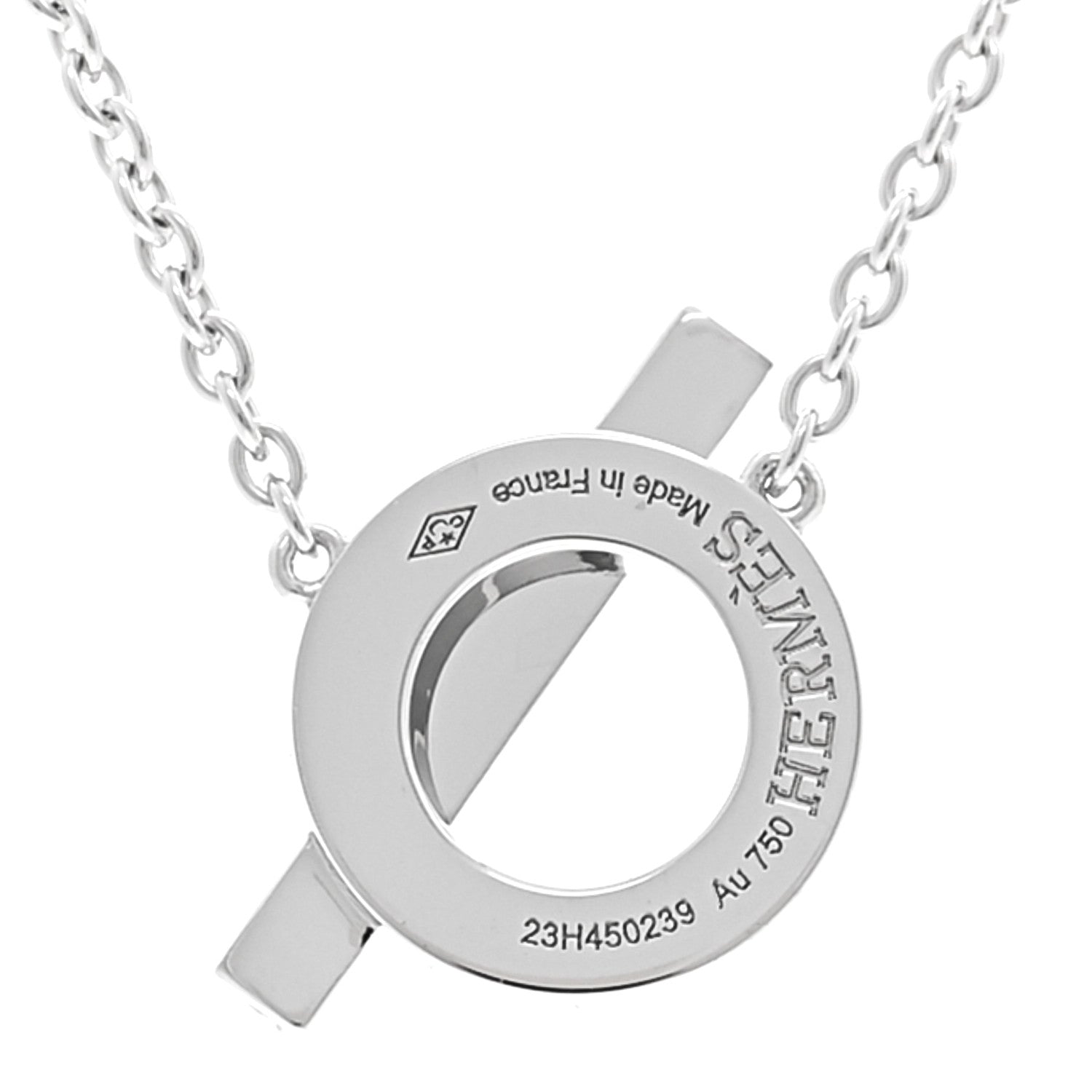 Hermes 18K White Gold Diamond Finesse Pendant Necklace 5 of 6