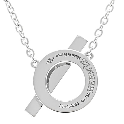 Hermes 18K White Gold Diamond Finesse Pendant Necklace 5 of 6