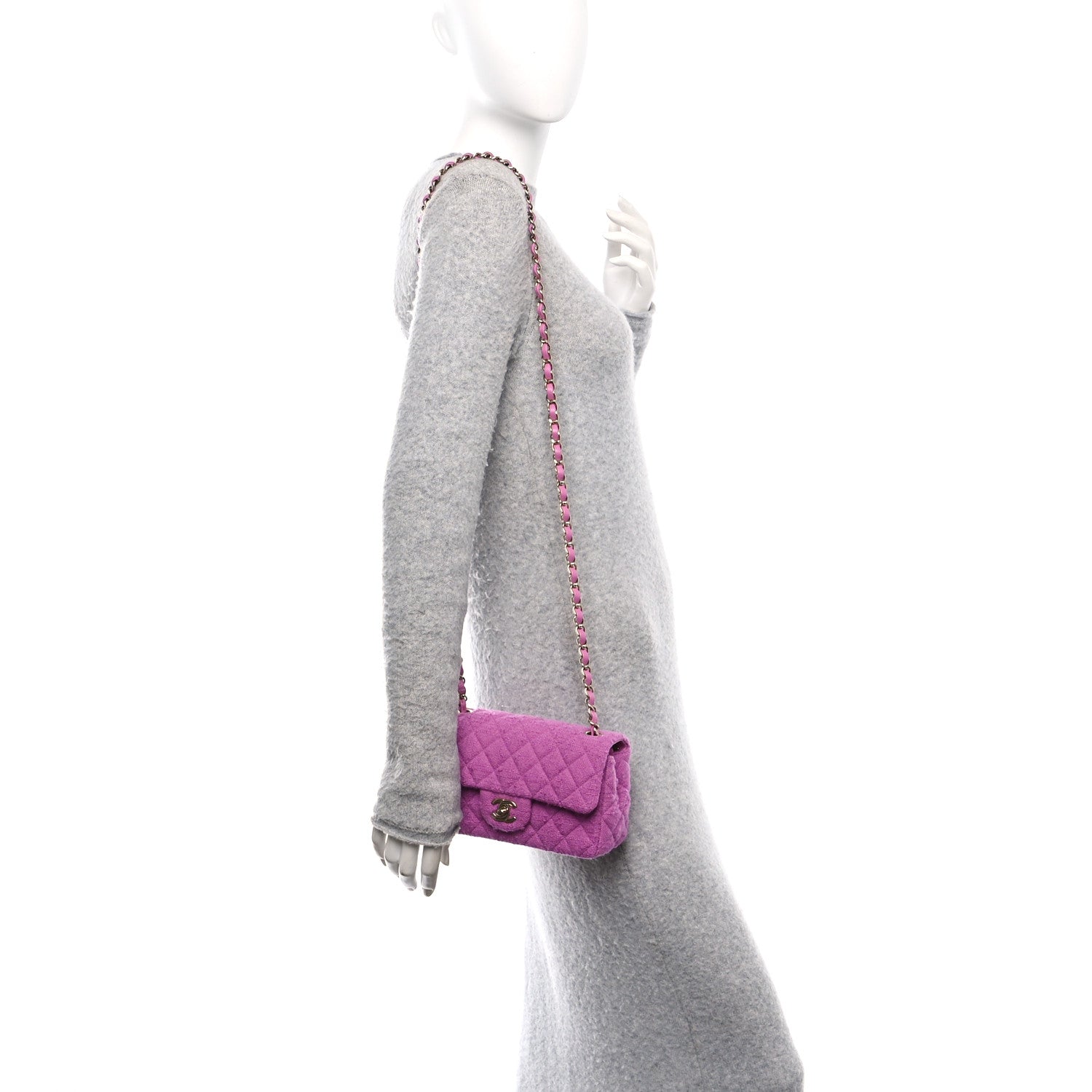 Chanel Tweed Quilted Mini Rectangular Flap Purple 2 of 10