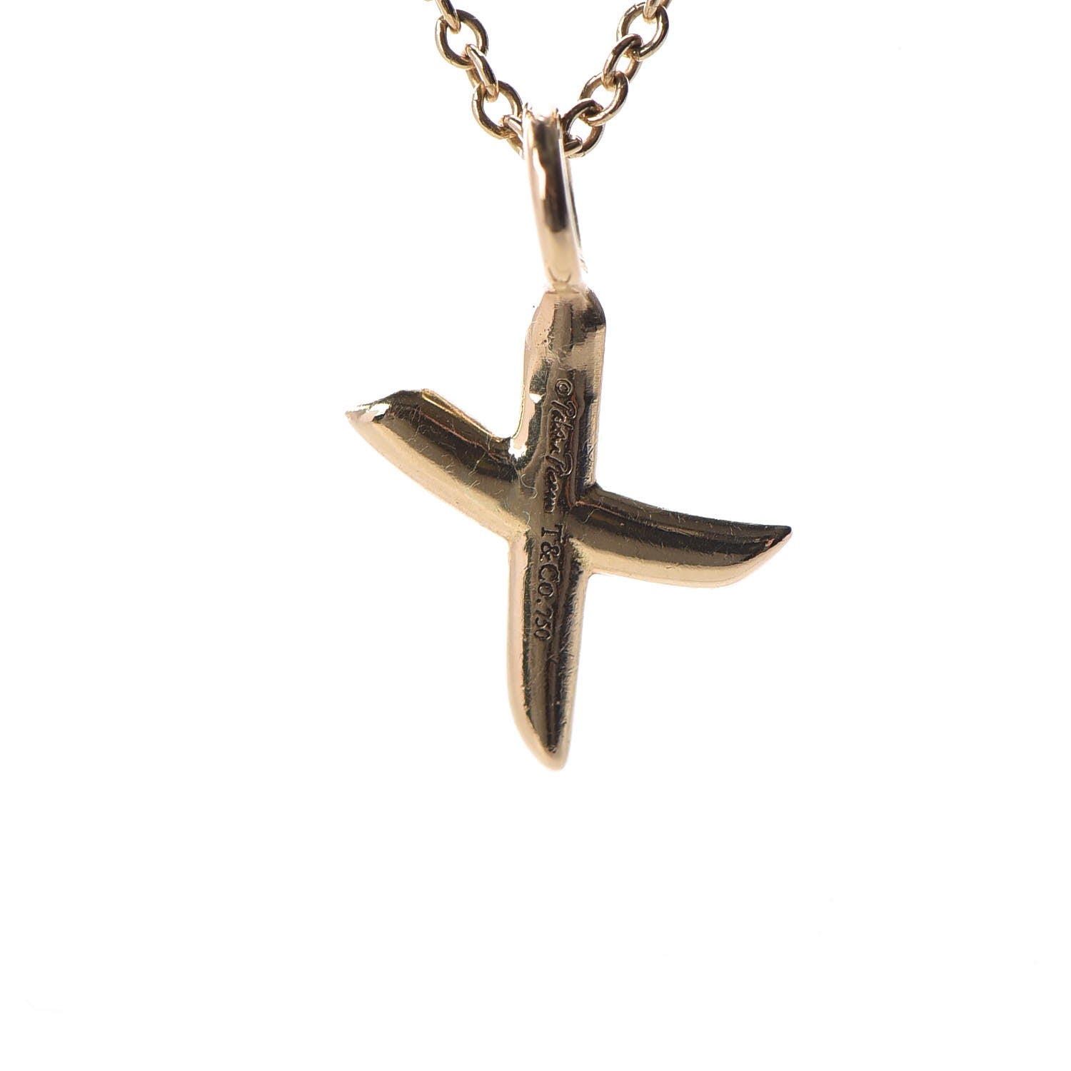 Tiffany 18K Yellow Gold Small X Pendant Necklace 4 of 8