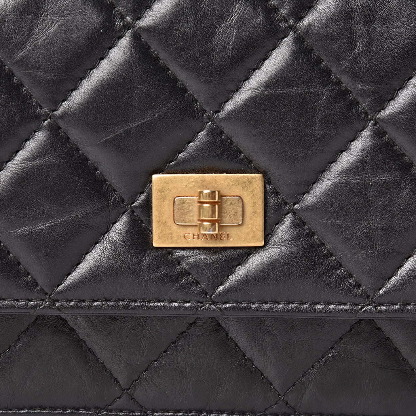 Aged Calfskin Quilted Reissue Wallet On Chain WOC Black