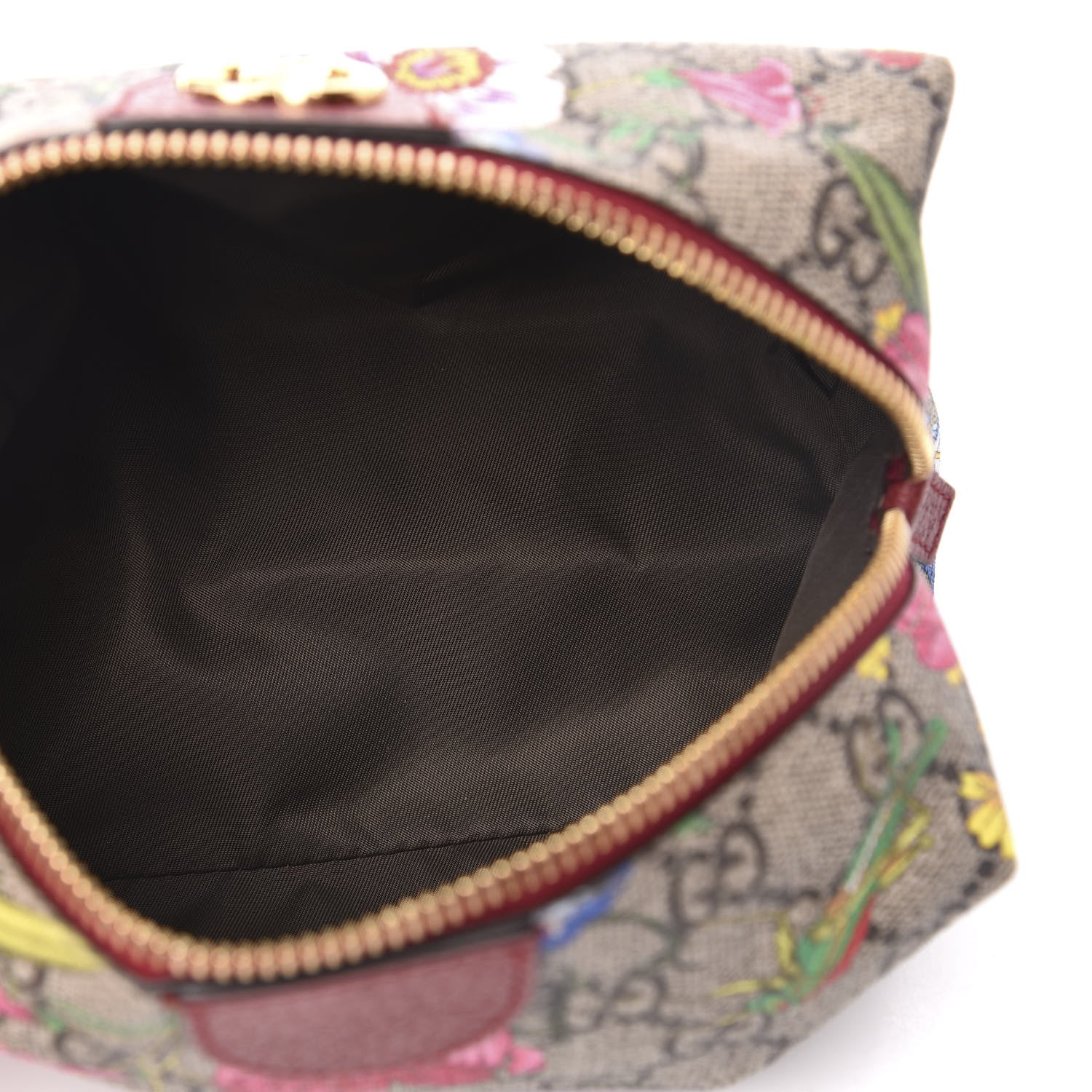 Gucci Soft GG Supreme Monogram Flora Calfskin Medium Ophidia Cosmetic Case Beige Ebony Multicolor Rosso 5 of 7