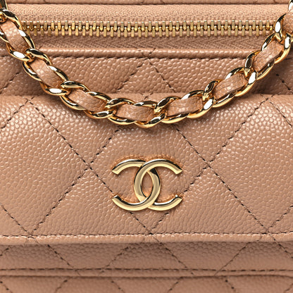 Chanel Caviar Quilted Polly Pocket East West Top Vanity With Chain Brown 8 of 10