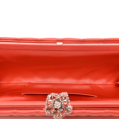 Chanel Lambskin Crystal Quilted Long Clutch Orange 5 of 9