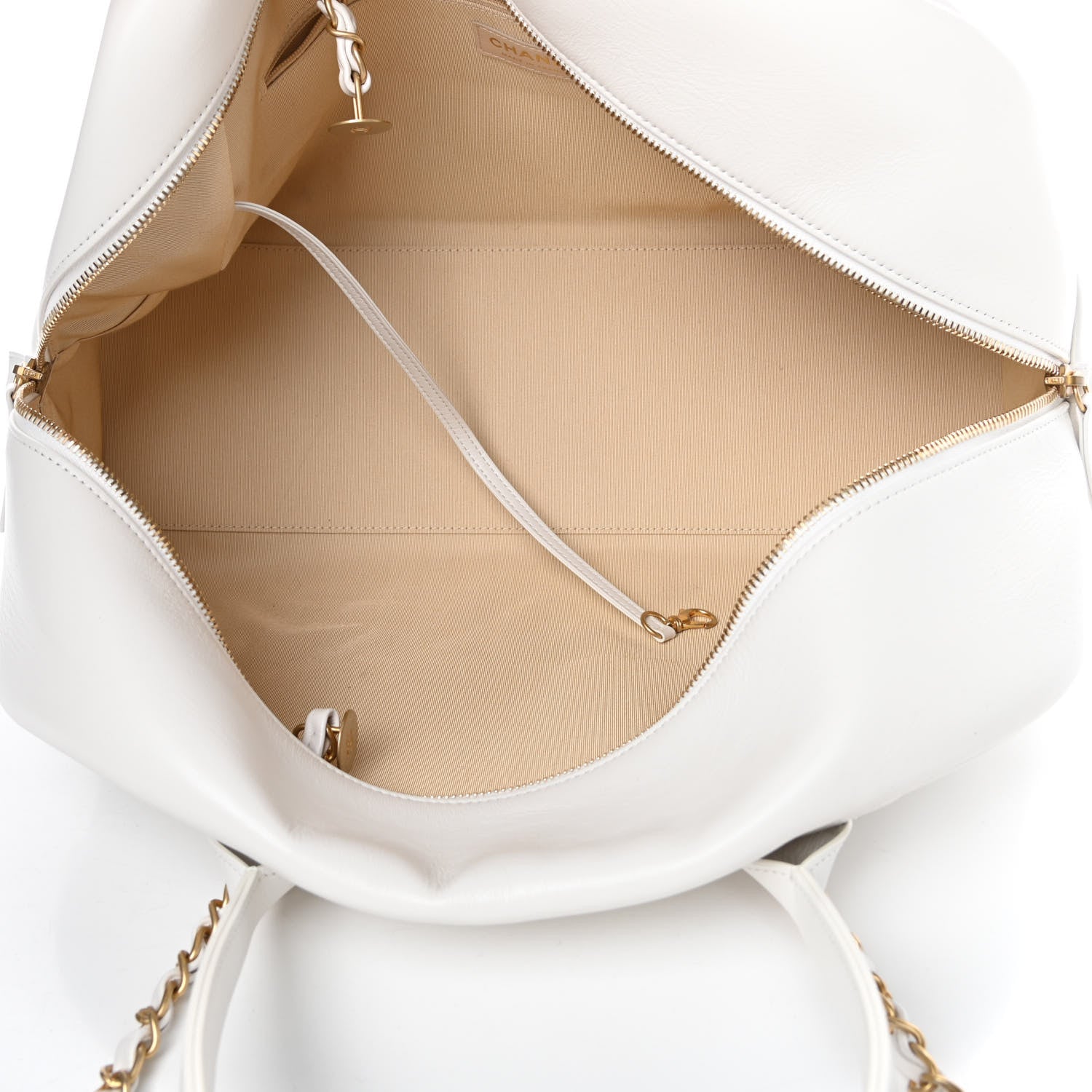 Chanel Calfskin Quilted CC Top Handle Bowling Bag White 5 of 11