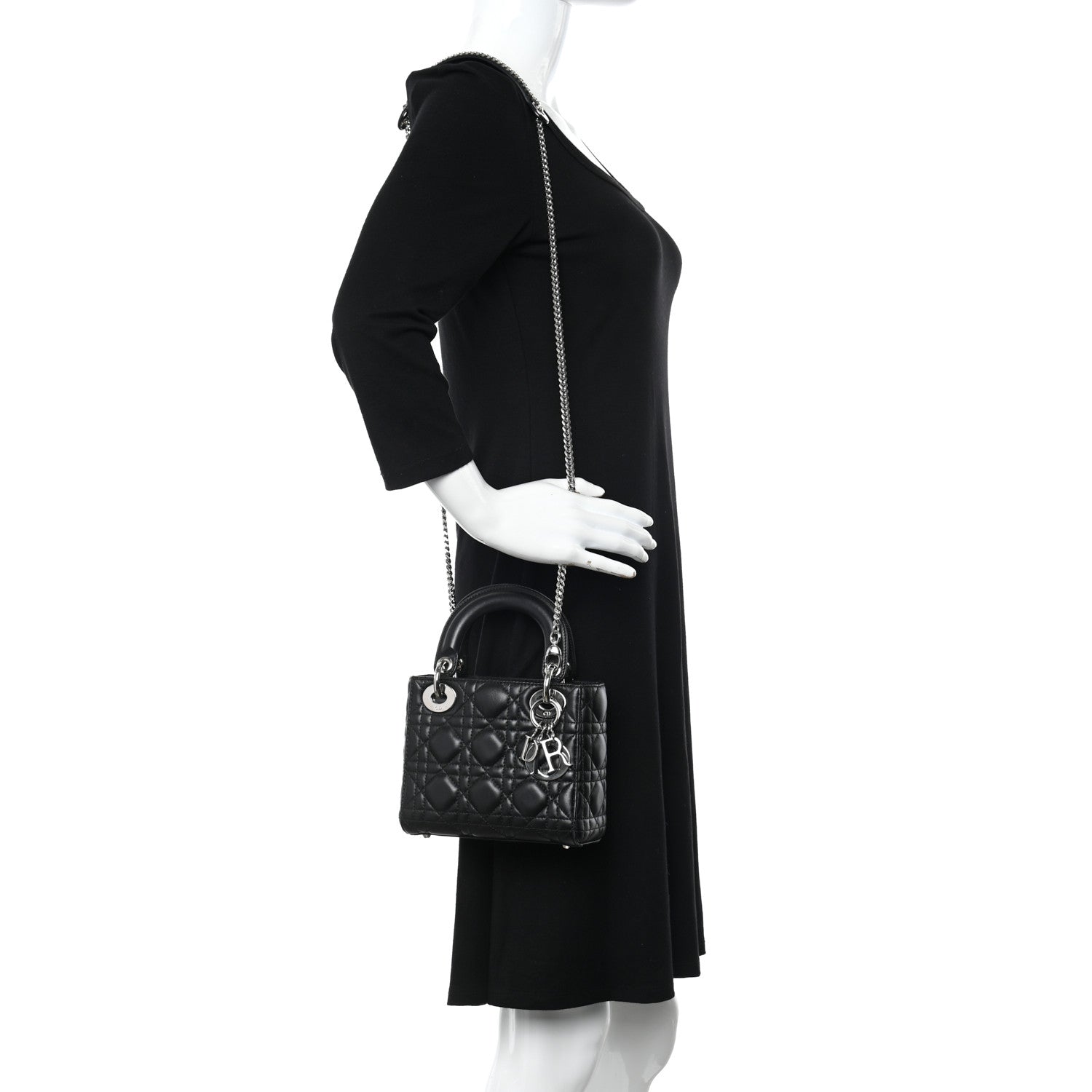 Christian Dior Lambskin Cannage Mini Lady Dior Black 2 of 10