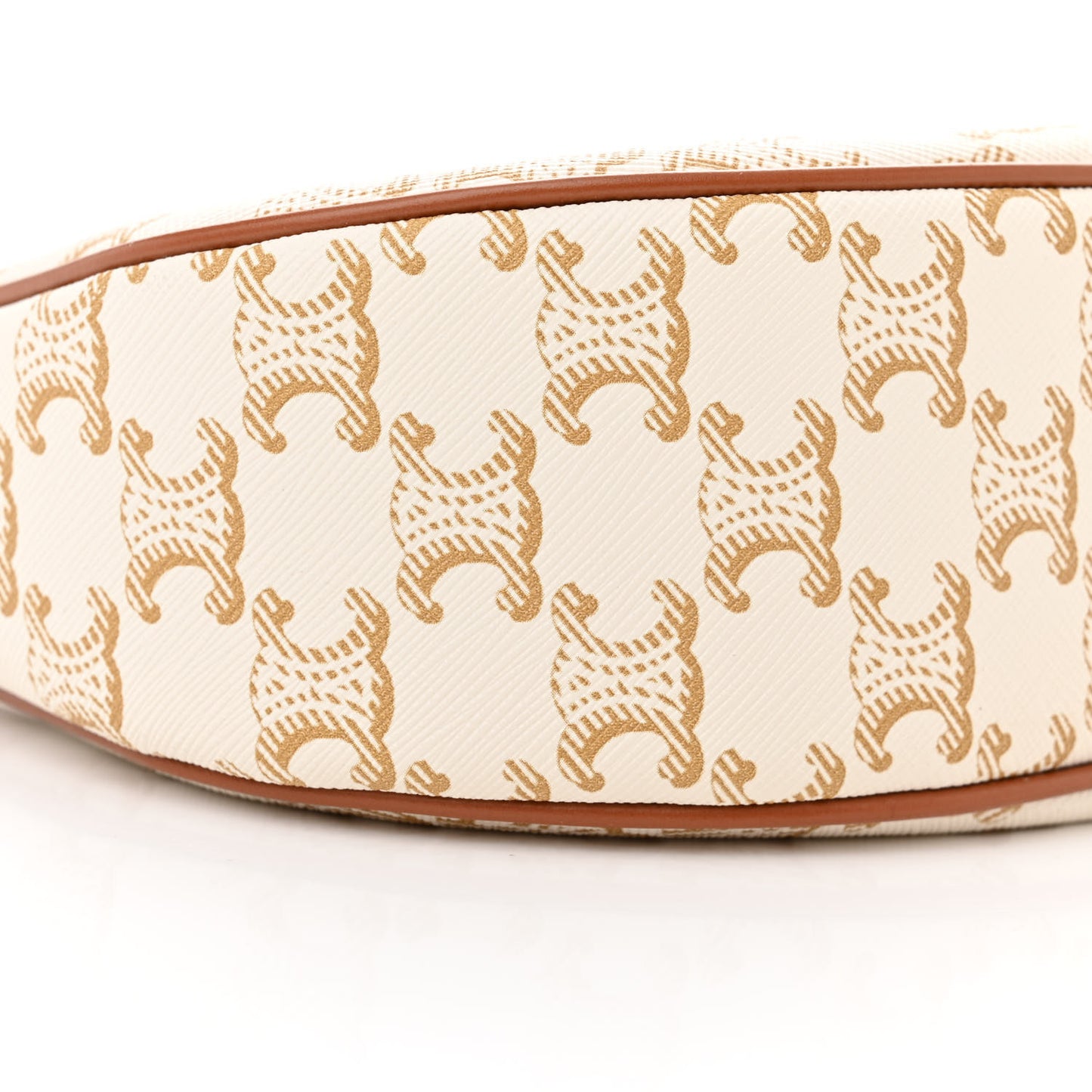 Canvas Calfskin Ava Triomphe Shoulder Bag White