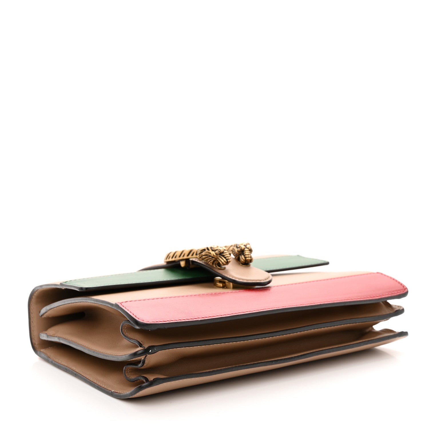 Gucci Calfskin Bamboo Web Medium Dionysus Top Handle Bag Camelia Bright Evergreen Hibiscus Red 4 of 15