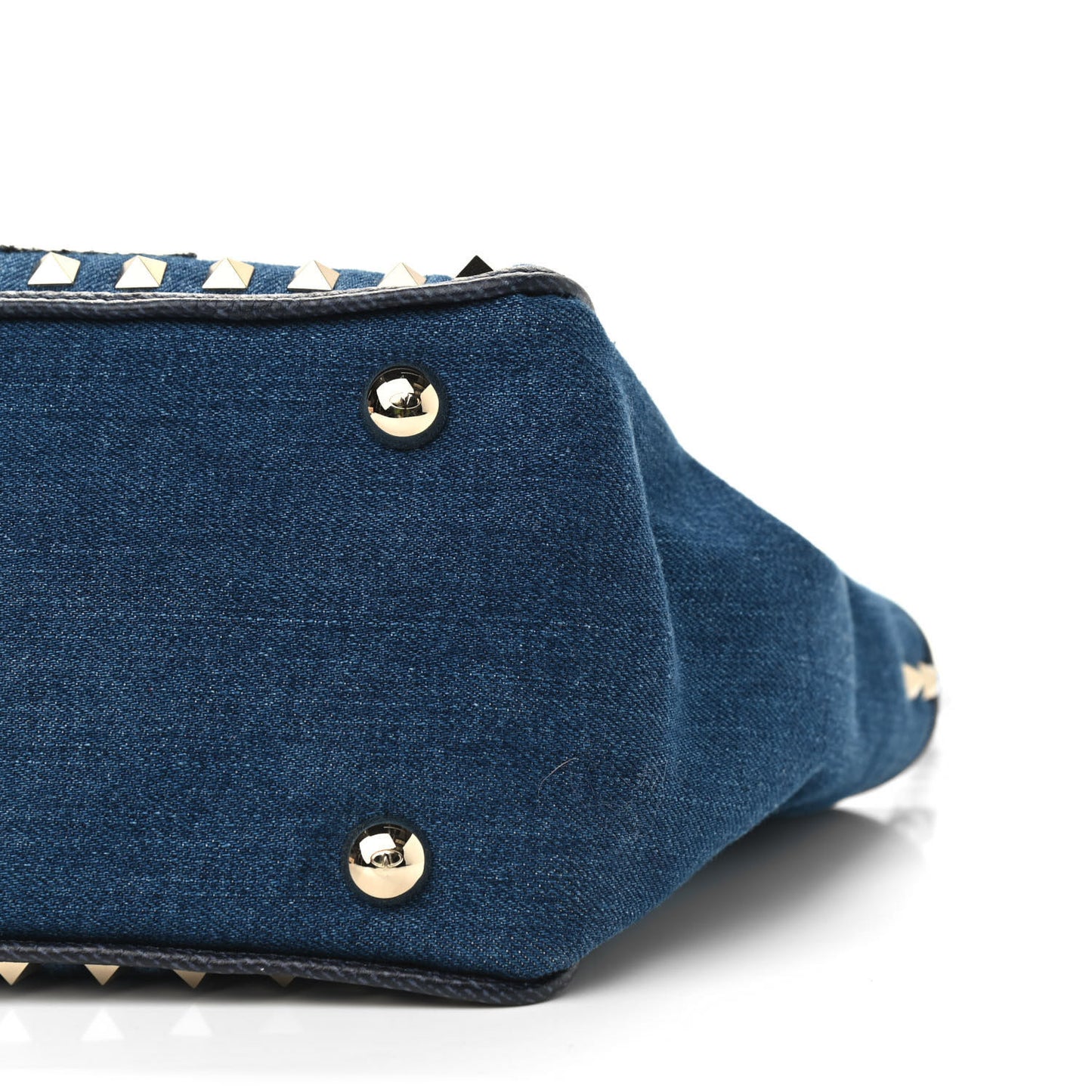 Denim Butterfly Embroidered Small Rockstud Tote Light Denim Multicolor