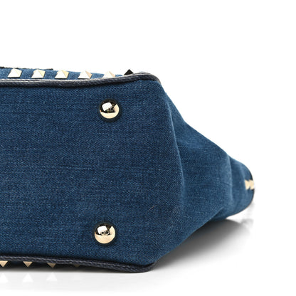 Valentino Garavani Denim Butterfly Embroidered Small Rockstud Tote Light Denim Multicolor 8 of 8
