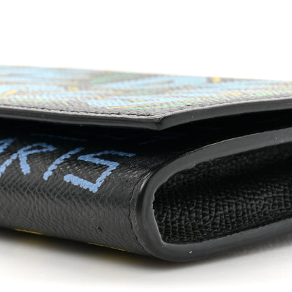 Balenciaga Signature Grained Calfskin Graffiti BB Chain Wallet Black Multicolor 10 of 14