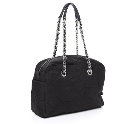 Prada Nylon Tessuto Impuntu Quilted Shoulder Bag Black 2 of 8
