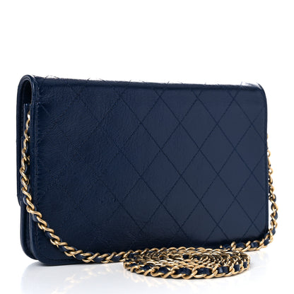 Chanel Aged Glazed Calfskin Stitched Golden Class CC Wallet on Chain WOC Blue 3 of 15