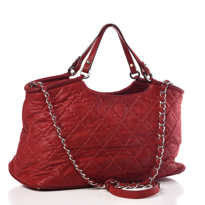 Chanel Iridescent Calfskin Quilted Small Sea Hit Tote Red 4 of 17