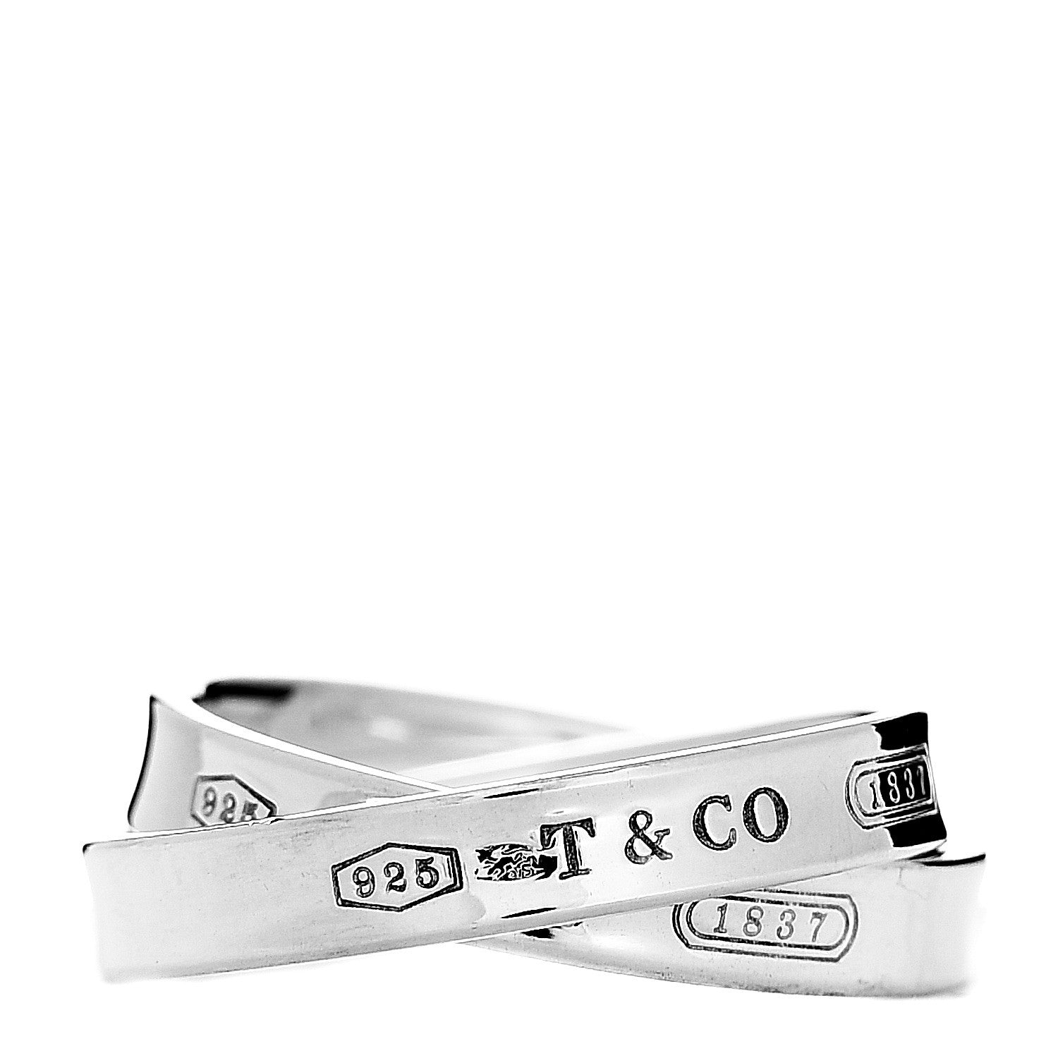 Tiffany Sterling Silver 1837 Interlocking Ring 51 5.75 1 of 3