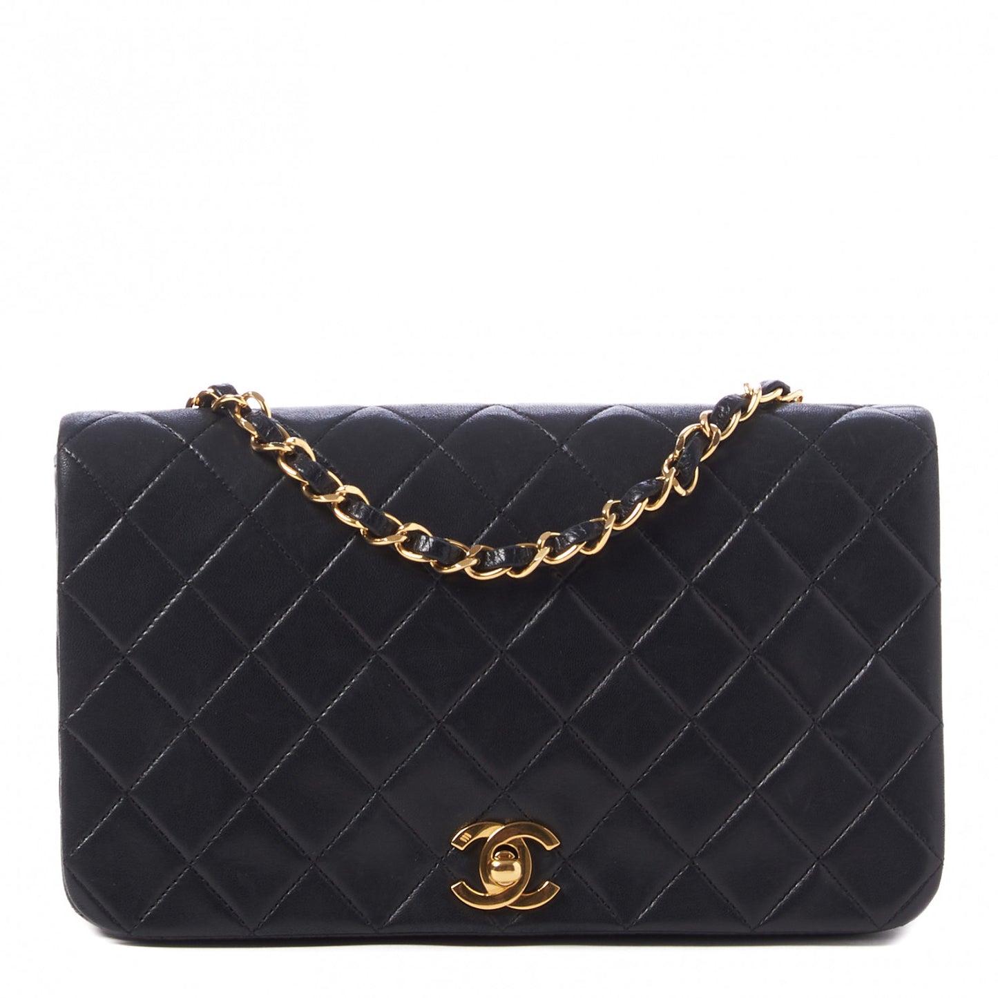 Lambskin Quilted Small Single Flap Black