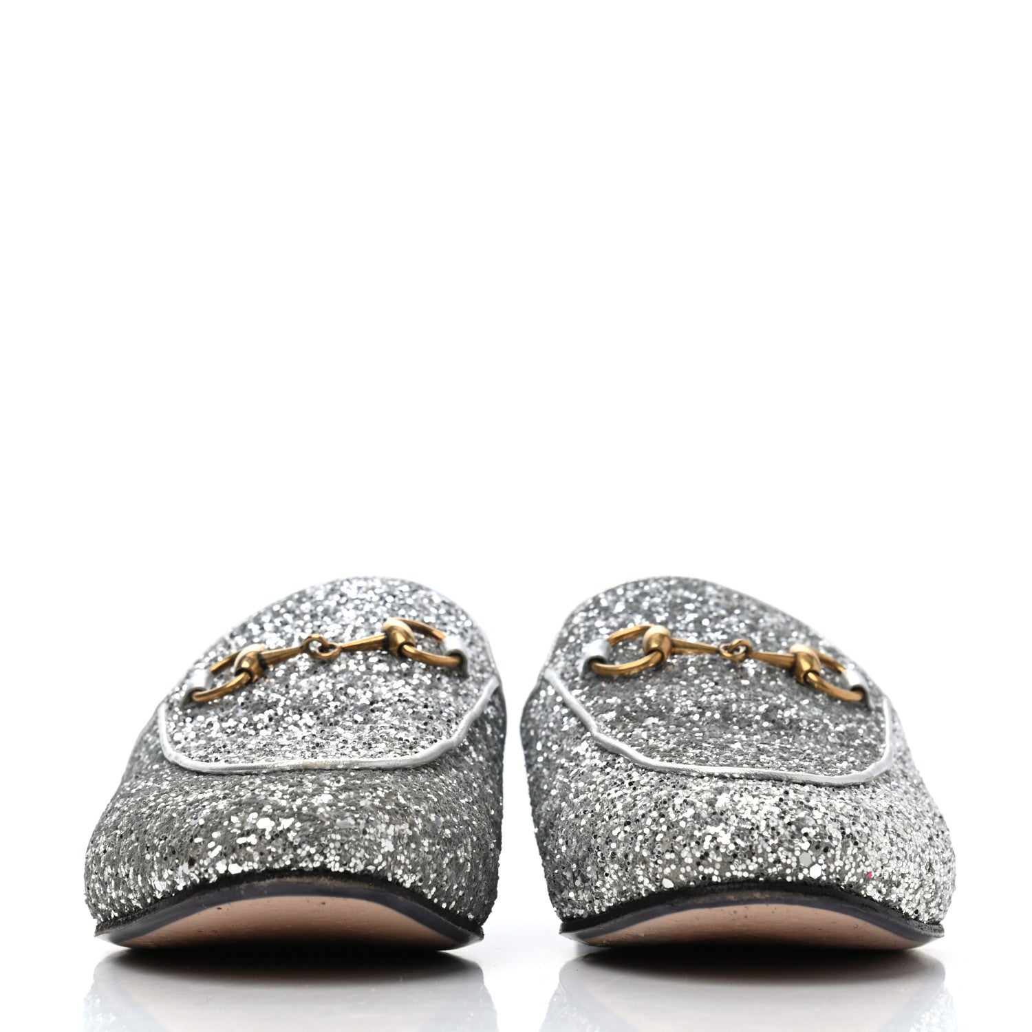Gucci Glitter Womens Princetown Slippers 37 Silver 2 of 4