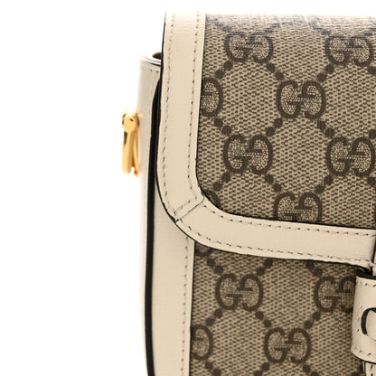 Gucci GG Supreme Monogram Web Mini Horsebit 1955 Shoulder Bag Beige Mystic White 11 of 11