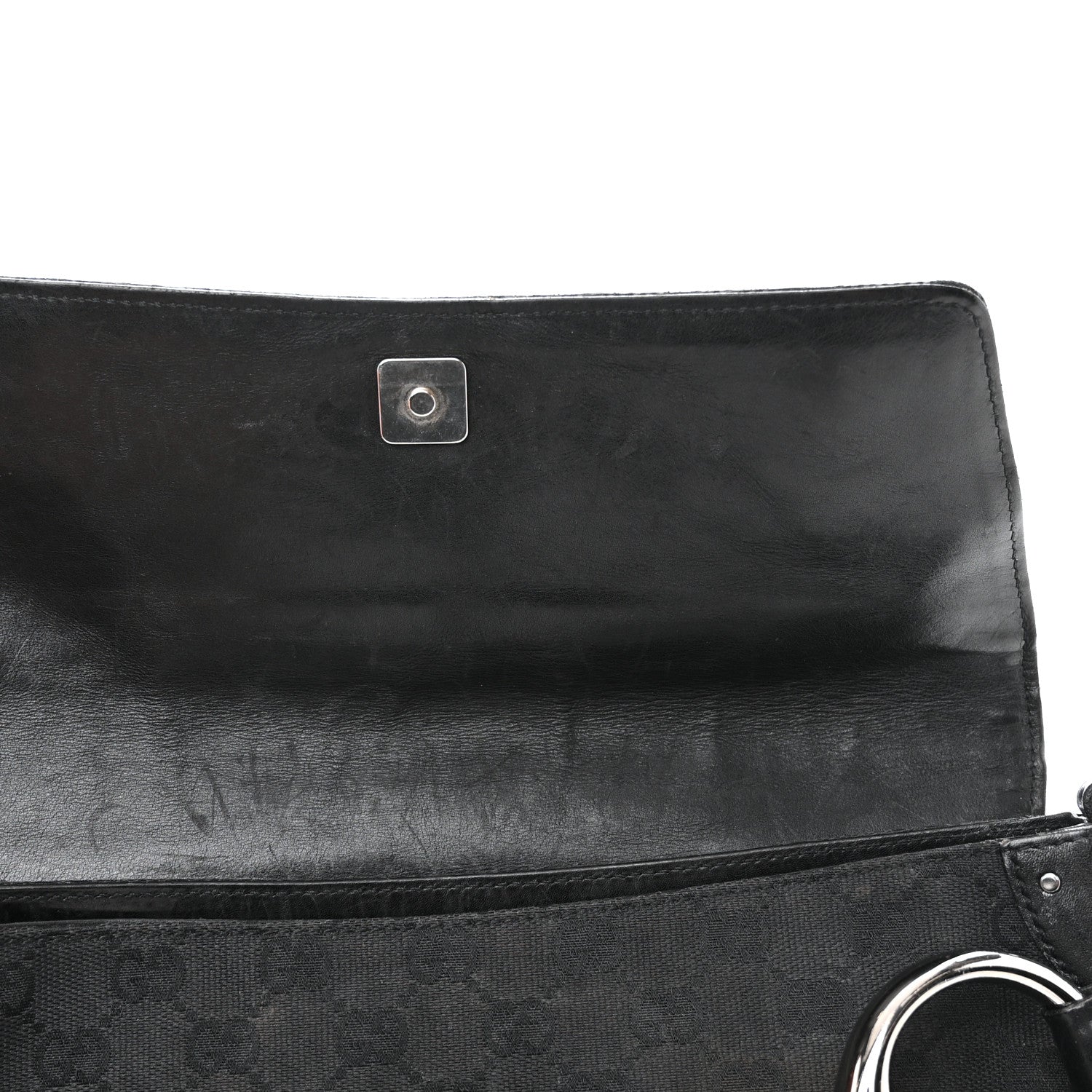 Gucci Monogram Studded Horsebit Clutch Black 11 of 23
