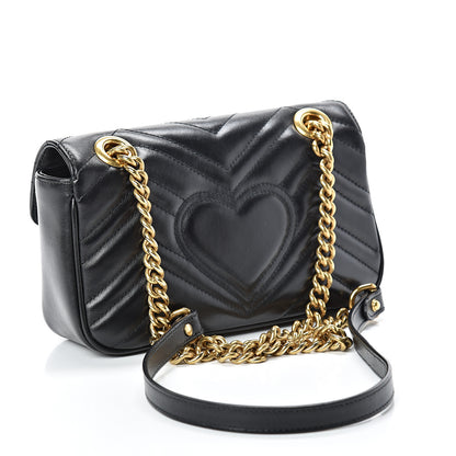 Gucci Calfskin Matelasse Mini GG Marmont Shoulder Bag Black 2 of 14