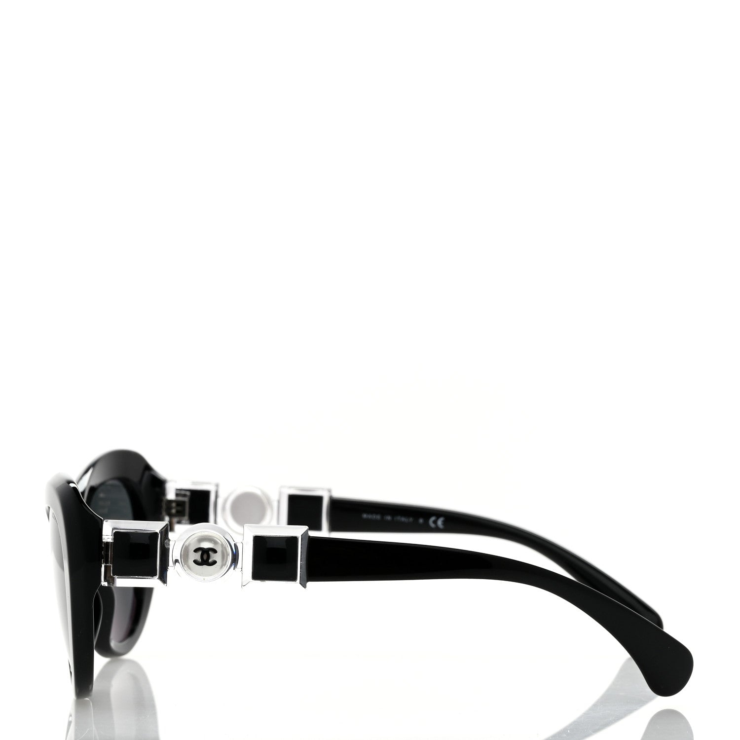 Chanel Acetate Glass Pearls Cat Eye Sunglasses 5443-H Black 3 of 8