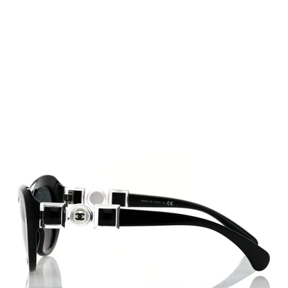 Chanel Acetate Glass Pearls Cat Eye Sunglasses 5443-H Black 3 of 8
