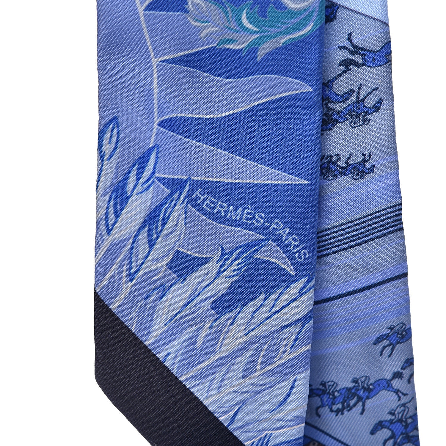 Hermes Silk Cheval Phoenix Twilly Marine Ciel Cobalt 5 of 5